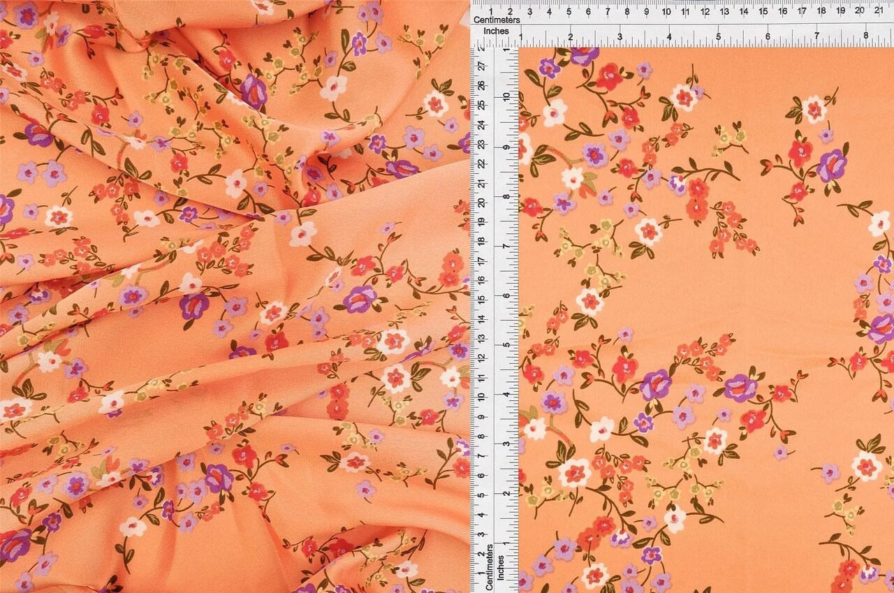 1 Yard Bubble Satin Floral Print Fabric, 58/59″ Wide Polyester Spandex Blend